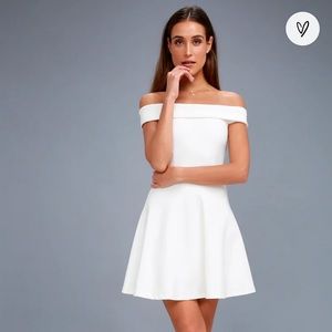 Off The Shoulder White Aline Dress